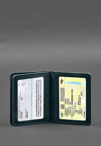 Кожаная обложка для водительского удостоверения, ID и пластиковых карт 2.0 зеленая - фото 7