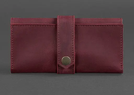 Кожаное женское портмоне 3.0 бордовое Crazy Horse - фото 1