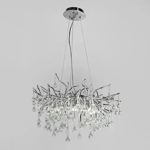 Люстра в круглому хромованому корпусі зі скляними підвісами Ø 60 см | Line F | Арт. 705D-600 CH+CL - фото 3