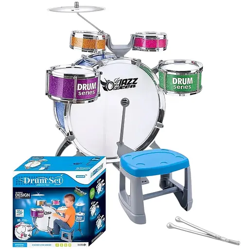 Детская барабанная установка L 552 — 4 барабана, тарелка, педаль, стульчик и палочки в комплекте - фото 3