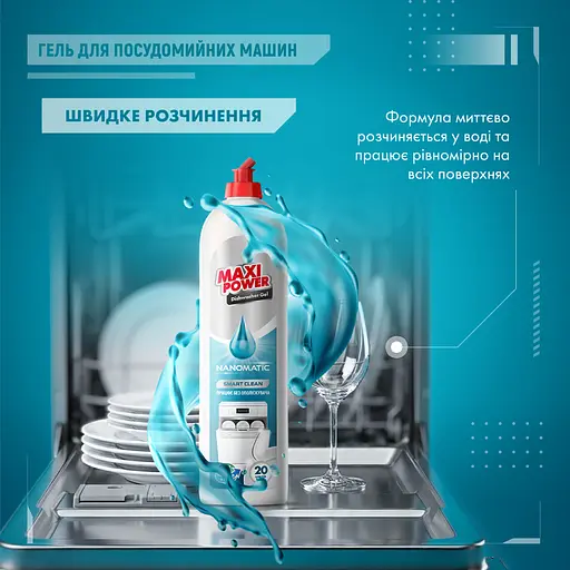 Гель для мытья посуды в посудомоечных машинах Maxi Power Nanomatic 500 мл - фото 4