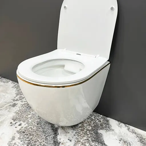 Подвесной унитаз VBI Vulcano gold edge VBI-020402, Золотой - фото 3