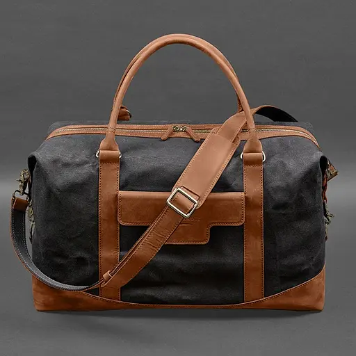 Дорожная сумка из конваса и натуральной кожи Crazy Horse светло-коричневая - фото 5