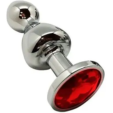 Металлическая анальная пробка Wooomy Lollypop Double Ball Metal Plug Red S