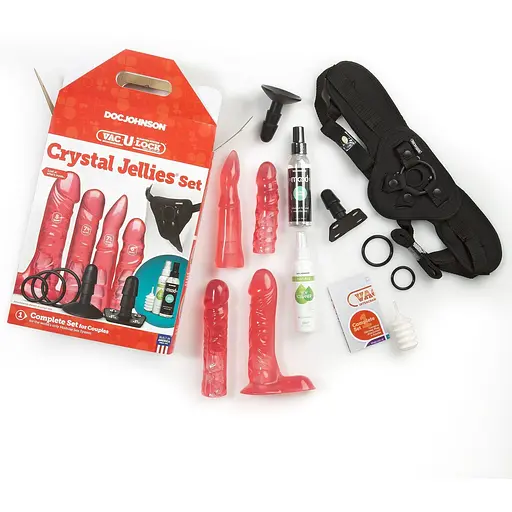 Набор для страпона Doc Johnson Vac-U-Lock Crystal Jellies Set - фото 6