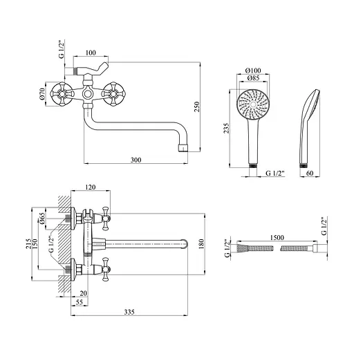 Змішувач для ванни Kroner KRM Rhein - C071 (CV017353) - фото 6