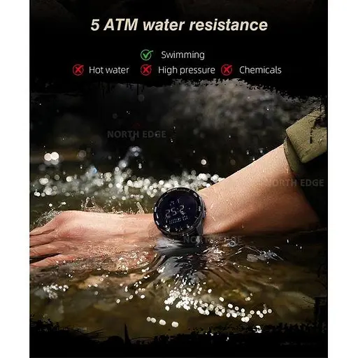 Часы мужские водостойкие тактические North Edge Terrax Black - фото 7