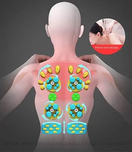 Массажная роликовая подушка для шеи, спины и тела Junsu 96Z Черный - фото 10