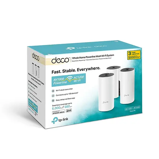 TP-Link Маршрутизатор DECO P9 3PK AC1200+AC1000 2xGE LAN/WAN Powerline MESH - фото 2