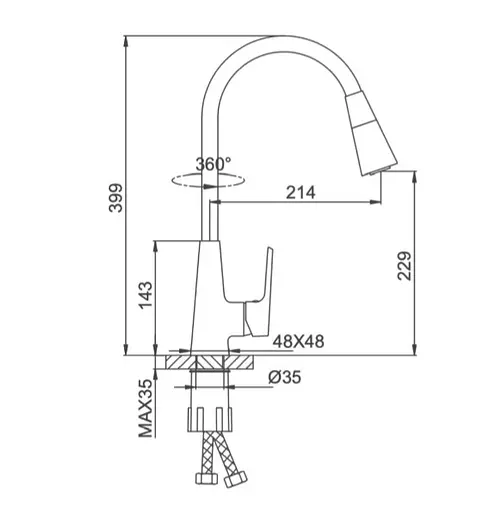 Змішувач для кухні Frap з гнучким виливом F4471 - фото 6
