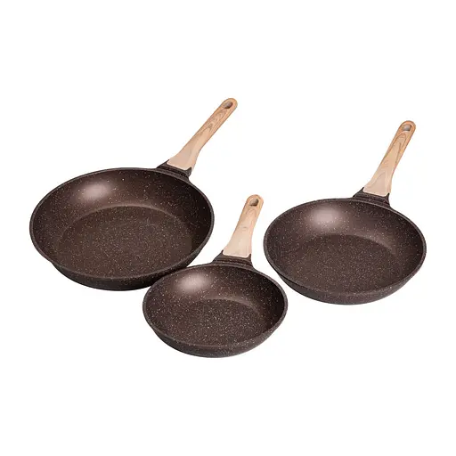 Набор универсальных сковородок ⌀ 20/24/28 см MGC алюминиевый с антипригарным покрытием 1,2/2/3 л. - фото 2