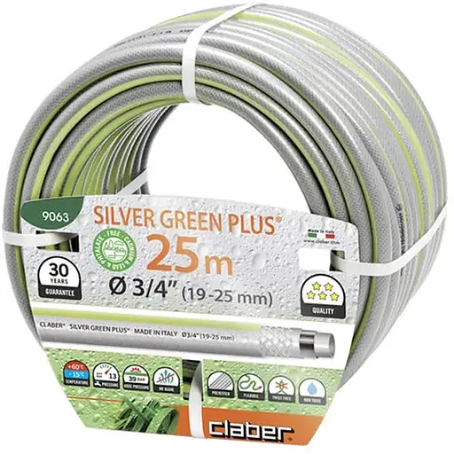 Шланг поливальний 3/4" 25м Silver Green Plus, сірий з салатовою полосою
