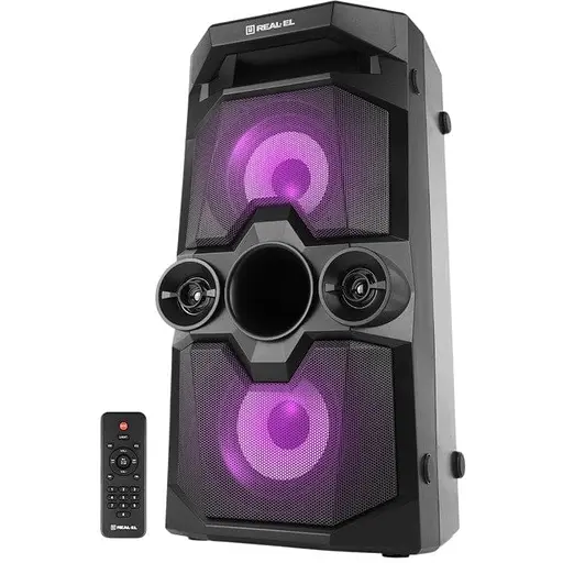 Колонка портативна 2.0 Real-El X-771 Black 2 x 25 Вт пластиковий корпус Bluetooth MicroSD/USB акумулятор 8000 мАг