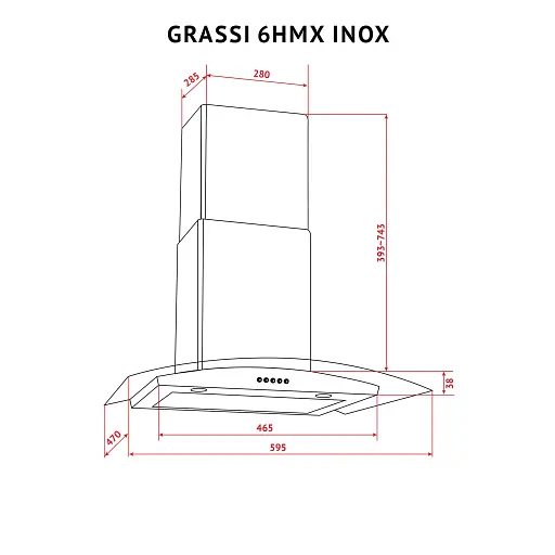 Вытяжка декоративная со стеклом PERFELLI GRASSI 6HMX INOX - фото 12