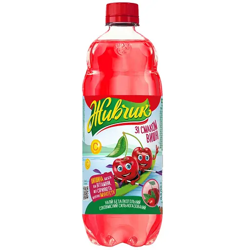 Напій соковмісткий Живчик Вишня безалкогольний сильногазований 0.5 л