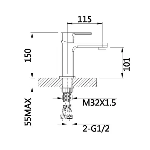 Змішувач для раковини Lidz Dozorca 001 (k35) LDDOZ001CRM45403 - фото 3
