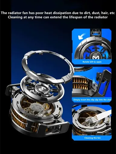 Кулер активне охолодження для телефону / планшета Memo CX08 Standard c магнітним і механічним кріпленням Orange (18513) - фото 6