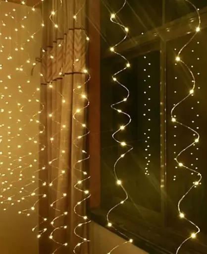 Новогодняя светодиодная гирлянда-штора Роса густая 3x3 м с 1000 тепло белыми LED лампочками - фото 3