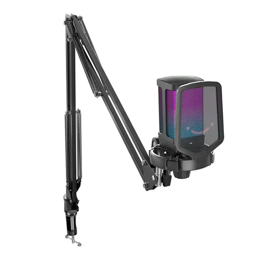 Мікрофон з пантографом конденсаторний Fifine Q-6T-B RGB USB Black - фото 2