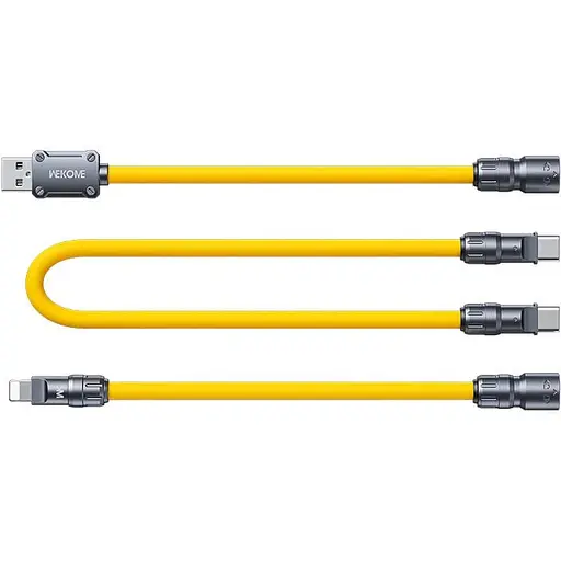 Кабель WEKOME WDC-20 4 in 1 Micro / iPh / Type-c / USB 65W жовтий