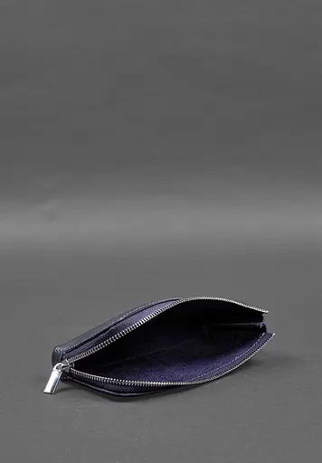 Кожаный портмоне-купюрник на молнии 14.0 синий - фото 6