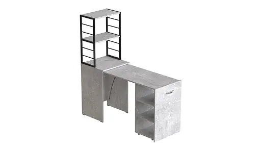 Стіл-тумба трансформер Смарт 4/2 з етажеркою Ferrum-decor 1430x1450x600 Чорний метал ДСП Бетон 16 мм (FRD-105135) - фото 2