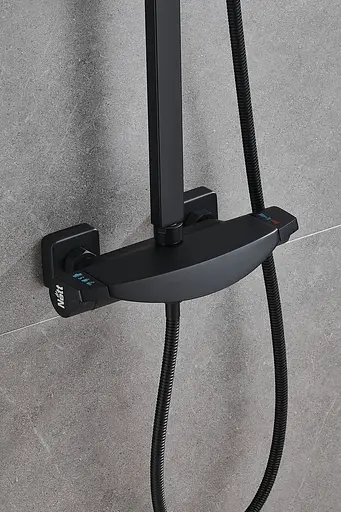 Душова система зовнішнього монтажу з термостатом Nett STB-32, Чорний - фото 5