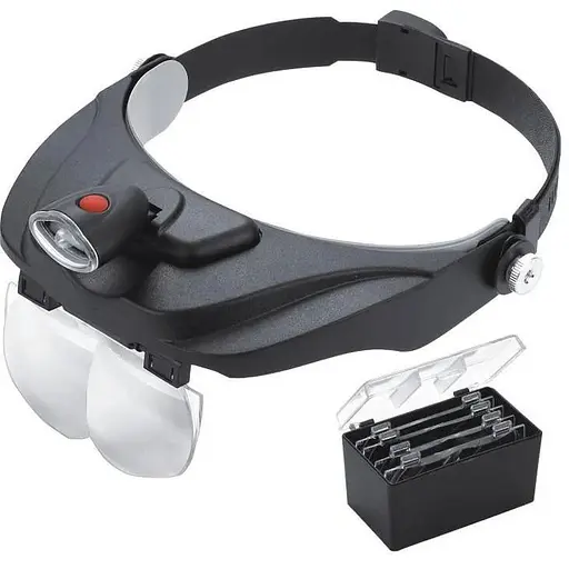 Бинокулярные монтажные очки Magnifier 81001-F лупа с подсветкой - фото 1