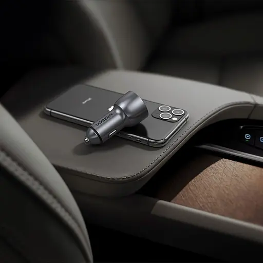 Автозарядка 2xUSB 36W USB-C+USB-A QC 3.0+ Косм. Серая CD213 UGREEN - фото 7