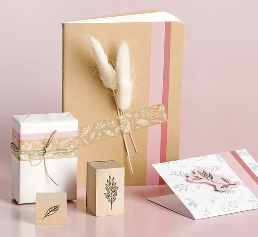 Бумага с рисунком "Листки", 21*29,7см, Белая, 240г/м2, Heyda - фото 5