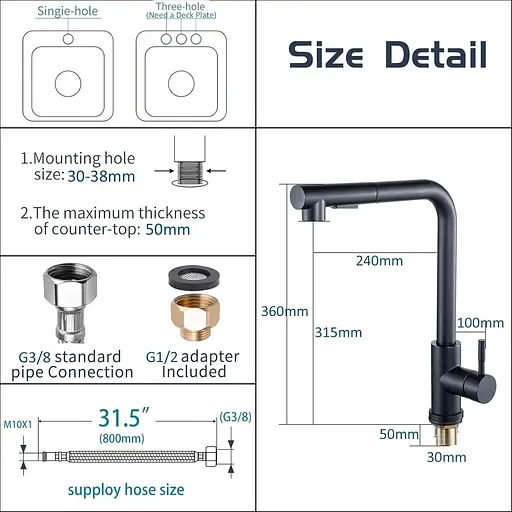 OLALA Змішувач для кухні матово-чорний - фото 2
