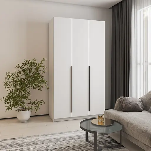 Шафа 3-дверна MebelStar Оскар ДСП BG, блок шухляд 120x52x220 см Аляска білий (MBS-4562)