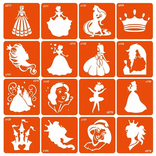 Набір трафаретів для біо-тату Princess princess-16