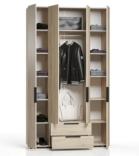 Шафа для одягу Ліра 140 4-х дверна з ящиками Orange-Line 1382х500х2400 Дуб сонома - фото 2