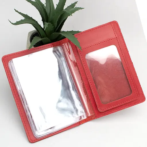 Обложка для прав кожаная женская HC-10 красная (на права старого образца) - фото 3