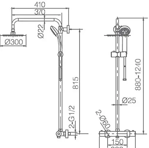 Душова система з термостатом Imex Amsterdam Turn Clean хром GTAM015, Хром - фото 7