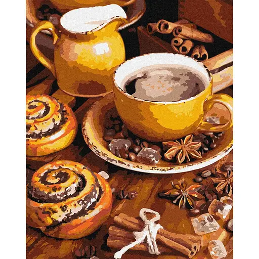 Картина за номерами "Кавова насолода" Ideyka KHO5667 40х50 см