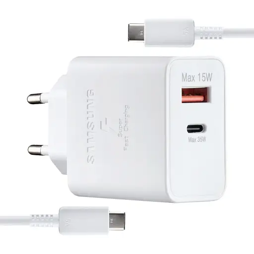 Сетевое зарядное устройство для Samsung S22 35W With Cable Type-C to Type-C High c0py Белый - фото 1