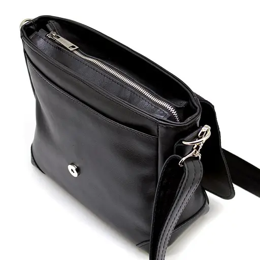 Сумка-мессенджер Tarwa через плечо черная гладкая кожа наппа 25х25х11 см sum0028199 - фото 6