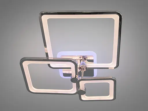 Стельова світлодіодна люстра з пультом, димером, підсвіткою, 70W, хром - фото 3