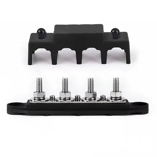 Распределительный блок с шиной Bus Bar с 4-мя шпильками М8 для соединения кабелей 12-48V DC, до 250A (черный) (101169) - фото 2