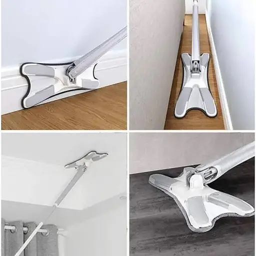 Швабра бабочка лентяйка X-type mop с автоотжимом, телескопической ручкой и насадкой из микрофибры - фото 3