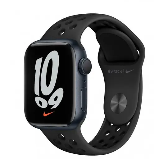 Смарт-часы Apple Watch Nike Series 7 GPS 41 mm Midnight Aluminum Case w. Anthracite/Black Nike Sport Band (MKN43)