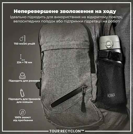 Пляшка для води ION8 750 мл (ЕКО пляшка) BPA Free Grey (I8RF750GRY) - фото 5