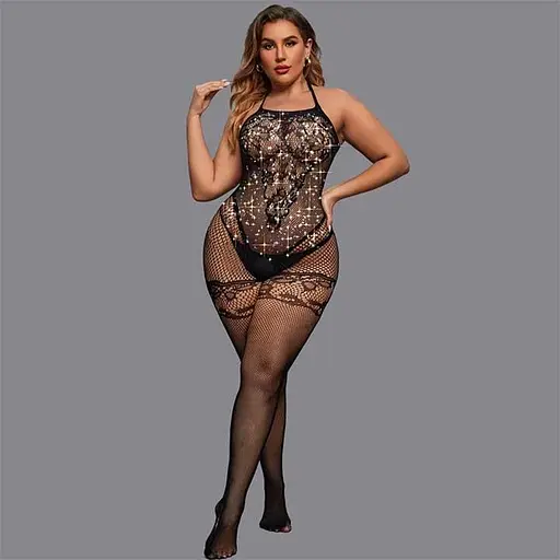 Спокусливий бодістокінг зі стразами та відкритим доступом L-XXL – Еротична білизна - фото 1
