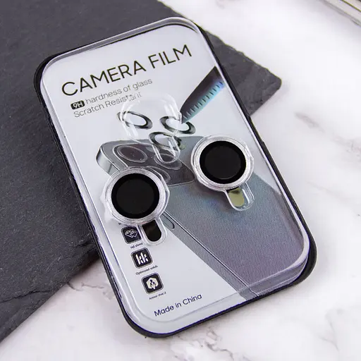 Защитное стекло Epik Metal Classic на камеру в упак. для Apple iPhone 15, 6.1/15 Plus 6.7 Серебряный/Silver - фото 3