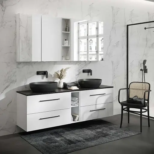 Змішувач для умивальника Cersanit Larga S951-385 з коробкою прихованого монтажу Чорний 30412 - фото 4