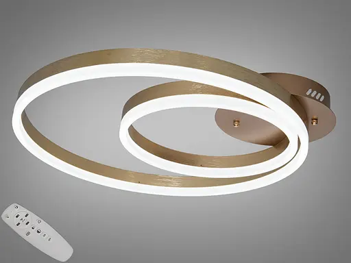 Стельова LED-люстра Diasha золота 2 кільця 58 Вт димер - фото 1