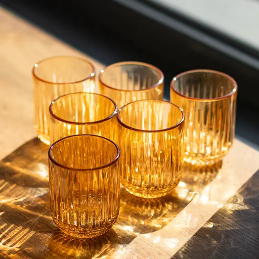 Набор стаканов 6 штук 250 мл из толстого стекла янтарный HP-19-248 стакан прозрачный для напитков Yiwu HP-19-248 - фото 2