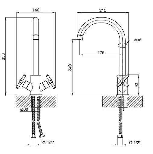 Змішувач для кухні Lidz Wind 013F, Nickel LDWIN013FNKS43390 - фото 4